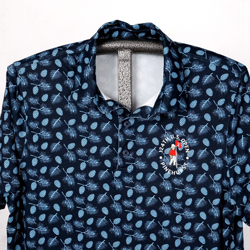 124th US OPEN Pinehurst NC Men's Golf Polo MEDIUM Blue Course 2 North Carolina